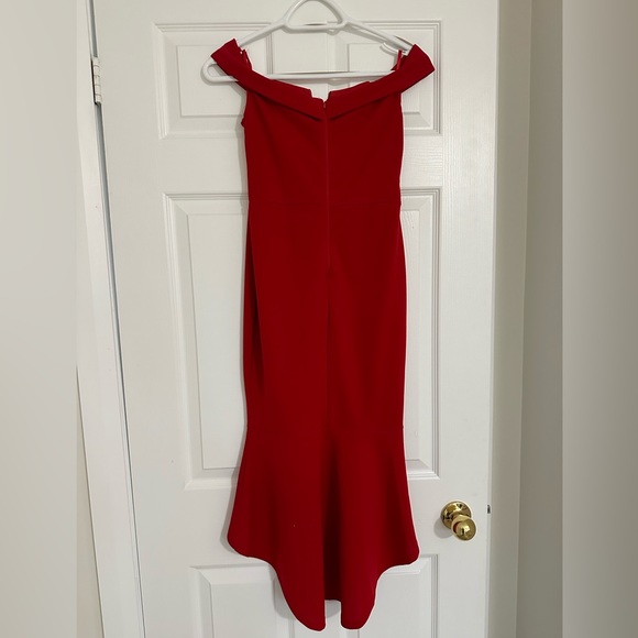 ASOS Petite Off The Shoulder Red Dress - Picture 2 of 3